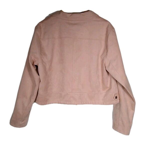KENNETH COLE Women's Moto Jacket Faux Suede Machine Washable Pale Pink Sz 1X EUC - Picture 2 of 10